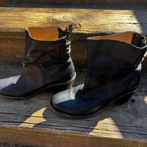 Frye Black Leather Ankle Boots
